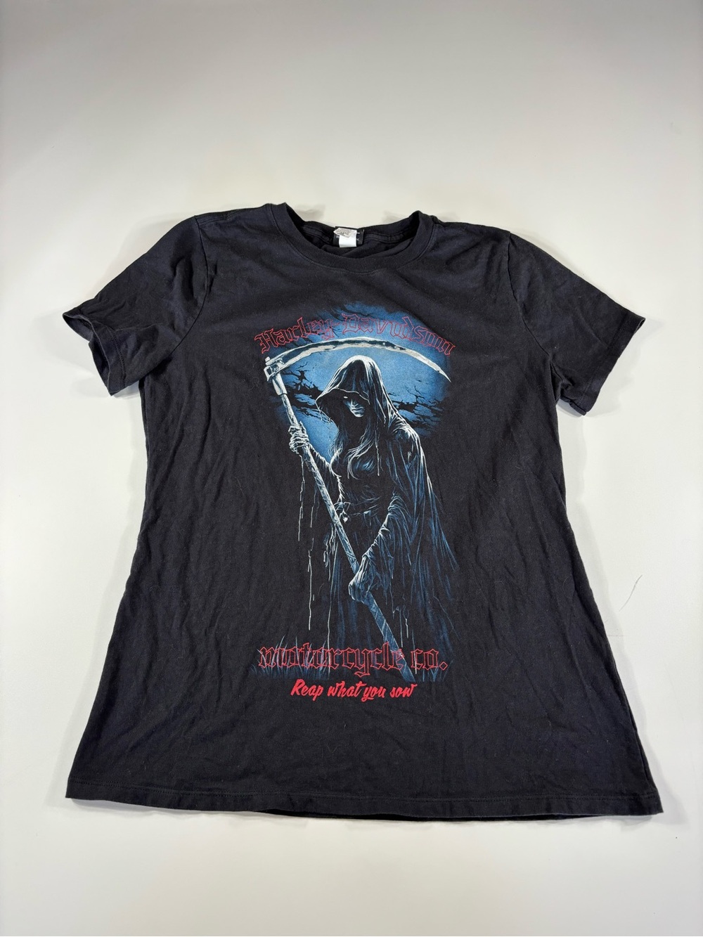 Harley-Davidson Black Short Sleeve Tee with Reaper Graphic large